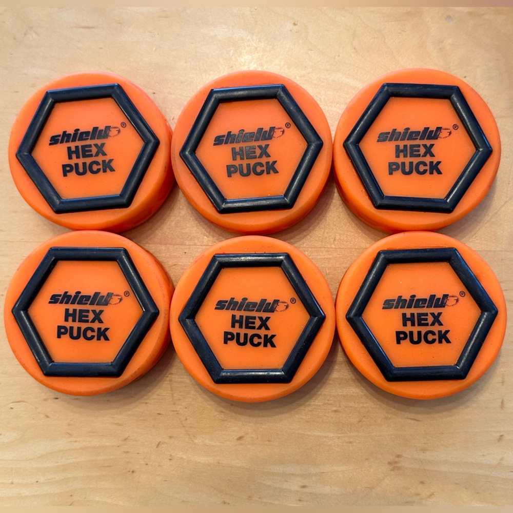 Set of 6 Shield Hex Pucks